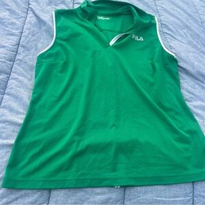 Fila Sport Performance Golf Green/White Sleeveless Collared Top Size XL